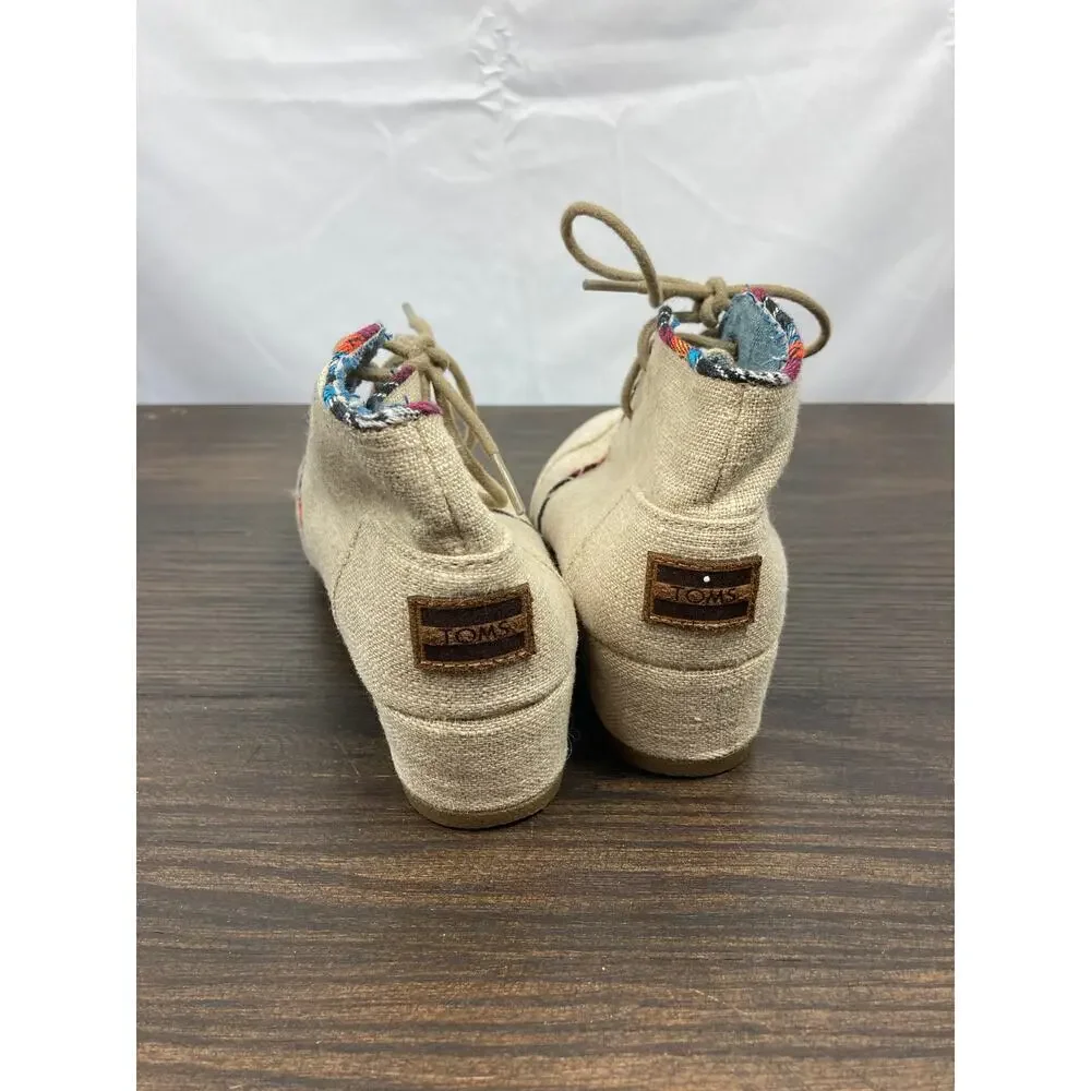 Toms Burlap Natural Desert Wedge Boot